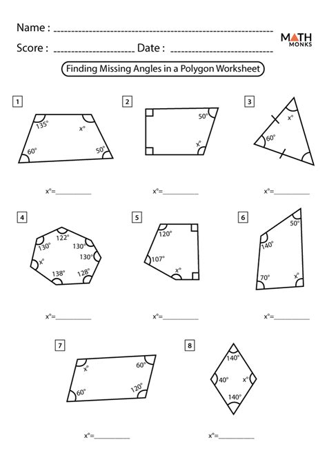 polygon angle measures worksheet.